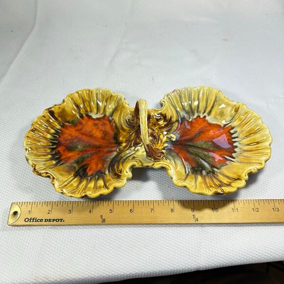 Marcia of California USA, MCM Ceramic Divided Serving Dish With Handle 1960's - Picture 10 of 10